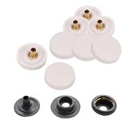WedDecor Press Studs No-Sew Button, 4 Parts Durable Snap Fasteners, Plastic Cap with Metal Back Snaps for Bags, Jeans, Clothes, Fabric, Leather Craft, White, 10pcs