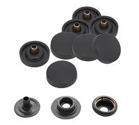 WedDecor Press Studs No-Sew Button, 4 Parts Durable Snap Fasteners, Plastic Cap with Metal Back Snaps for Bags, Jeans, Clothes, Fabric, Leather Craft, Black, 10pcs