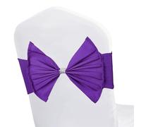 WedDecor Purple Elastic Chair Covers Sashes with Buckle Bows, Chair Cover Band with Buckle Slider, Spandex Chair Sashes for Wedding Parties, Receptions, Banquets, Chair Decoration - 100pcs