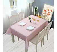 WedDecor PVC Tablecloth Pastel Pink Checkered Polyvinyl Chloride Large Rectangular Oilcloth PVC Wipe Clean Table Cloth Table Cover for Dining, Parties, Kitchen, Restaurant, Banquets Events, 2pcs