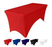 WedDecor Red 72 x 30 inch Rectangular Premium Spandex Tablecloth Stretchy Table Cover Slipcover for Wedding & Event Decoration & Birthday Party, Dining Table Cloth, 1pc