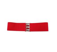 WedDecor Red Elasticated Belt For Women Stretchy Cinch Belt With Silver Buckle & Clasp, Retro 50s Nurse Belt | Wide Elastic Belt, Waist Belt For Dress, Halloween Corset belt Vintage Belt, L Size
