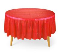 WedDecor Red Plastic Tablecloth 84 Inch Round Party Disposable Table Covers for Indoor & Outdoor Birthday, Picnic, Christmas, Weddings, Baby Shower, Party Decorations, 1pc
