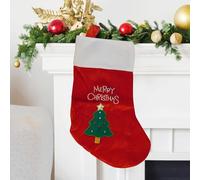 WedDecor Red Velvet Stocking with White Cuff, Classic Embroidered Christmas Stocking, Soft Plush Velvet Design for Festive Fireplace Mantle, Xmas Tree Hanging Decorations - Pack of 1