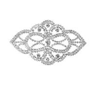 WedDecor Rhinestone Applique Patches, Crystal Diamante Flower Motif for Sewing on, Bridal, Wedding Dress, Party wear,Casual or Formal Wear Fashion Design Accessory, 115mm x 70mm