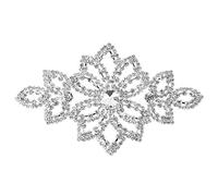 Weddecor Rhinestone Applique Patches, Crystal Radiant Designs Diamante Motif for Sewing on, Bridal, Wedding Dress, Party wear, Fashion Accessories, 90mm x 60mm (Design 33)