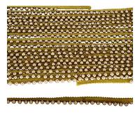 WedDecor Rich Embroidery Trim Embellishing Lace Pearl Beaded Decorative Ribbon for Sewing, Wedding Gowns, DIY Craft Projects, Designer Wear, 12mm Wide, 2 Metres, Bronze