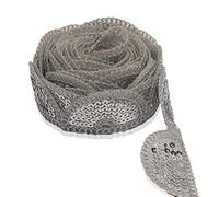 WedDecor Rich Embroidery Trim Embellishing Lace Sequin Studded Decorative Ribbon For Sewing, Wedding Gowns, DIY Craft Projects, Designer Wear, 40mm wide, 4 Metres, Silver