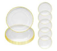 WedDecor Round Charger Plates Centerpiece Clear Glass with Beads Presentation Plate Set Dinner Table Decorations Weddings Banquets Christmas Dining Parties Tableware, 33cm, 12pcs