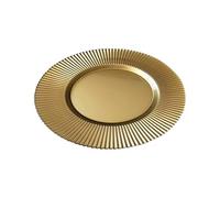 WedDecor Round Charger Plates Centerpiece Polypropylene Presentation Plate Set Dinner Table Decorations Weddings Banquets Christmas Dining Parties Tableware, Plain Gold, 33cm, 1pc