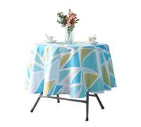 WedDecor Round Printed Tablecloth, Wipe Clean Table Cover Abstract Geometric Design, Polyester Tablecloth for Buffet Table, Holiday Dinner (70" Round, Sky Blue and White Triangles Scandinavian)