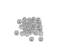 WedDecor Round Rhinestone Spacer Beads Studded with Clear Diamante Charm Rondelle Bead for Jewellery Making, Fabric Work, Bracelets, DIY Art & Craft, 6mm, Silver, 50pcs