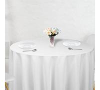 WedDecor Round Table Cloth with Polyester Fabric, White Table Cover for Buffet Table, Kitchen, Party, Wedding, Dining Decoration, Washable & Breathable Circular Table Cover, 120 Inch - 1pc
