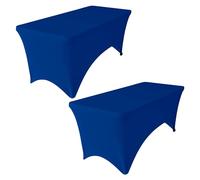 WedDecor Royal Blue 72 x 30 inch Rectangular Premium Spandex Tablecloth Stretchy Table Cover Slipcover for Wedding & Event Decoration & Birthday Party, Christmas Decorations, Dining Table Cloth, 2pcs