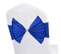 WedDecor Royal Blue Elastic Chair Covers Sashes with Buckle Bows, Stretch Chair Cover Band with Buckle Slider, Spandex Chair Sashes for Wedding Parties, Receptions, Banquets, Chair Decoration - 100pcs
