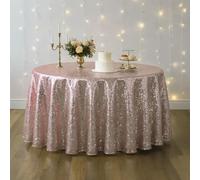 WedDecor Sequin Tablecloth 120-Inch Round Shiny Glitter Rose Gold Table Cover For Birthdays, Wedding, Banquets, Christmas, Reception, Dining Party, Baby Shower, Table Decorations, Pack of 1