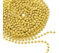 WedDecor Shiny Beaded Garland Chain for Xmas Tree Decorations | Pearl String & Bead Chain, Artificial Pearl Tinsel for Xmas Hanging Ornaments, Garland for Christmas Decorations, Gold, 9 Metres
