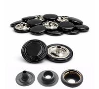 WedDecor Shiny Black 15mm Press Studs Heavy Duty Metal Nickle Free 4 Parts Snap Fasteners Rivets Button for Leather Crafts, Jackets, Bags, Straps, Jeans, Clothes Repair - Pack of 10
