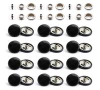 WedDecor Shiny Black 15mm Press Studs Heavy Duty Metal Nickle Free 4 Parts Snap Fasteners Rivets Button for Leather Crafts, Jackets, Bags, Straps, Jeans, Clothes Repair - Pack of 50