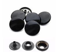 WedDecor Shiny Black 15mm Press Studs Heavy Duty Metal Nickle Free 4 Parts Snap Fasteners Rivets Button for Leather Crafts, Jackets, Bags, Straps, Jeans, Clothes Repair - Pack of 10