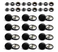 WedDecor Shiny Black 15mm Press Studs Heavy Duty Metal Nickle Free 4 Parts Snap Fasteners Rivets Button for Leather Crafts, Jackets, Bags, Straps, Jeans, Clothes Repair - Pack of 50