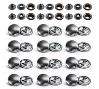 WedDecor Silver 15mm Press Studs Heavy Duty Metal Nickle Free 4 Parts Snap Fasteners Rivets Button for Leather Crafts, Jackets, Bags, Straps, Jeans, Clothes Repair - Pack of 50