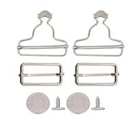 WedDecor Silver 35mm Dungaree Buckles with Sliders & Jean Buttons DIY Sewing Clips for Bib Overalls, Belts, Maternity Wear, Wool Trousers, Scrapbooks & Clothing Repairs, 2pcs Set