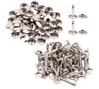 WedDecor Silver, 50 Sets of 15mm Double Cap Rivets, Tubular Metal Studs for DIY Projects, Leather Crafting, Sewing & Clothing Repair - 15mm x 9mm Silver Rivets for Crafts & Repairs