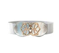 WedDecor Silver 60mm Wide Elastic Stretchable Women Waist Belt with Conjoined Hearts Buckle Cinch Obi Belt for Fashion Accessories, Halloween Dresses, Casual Formal and Western Outfits, XL Size