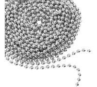 WedDecor Silver Christmas Metallic Bead Garland - 9 Metres Shiny Pearl String for Xmas Tree Decoration, Beaded Tinsel Chain for Crafts, Ornaments, Holiday & For Festive Décor, 2pcs