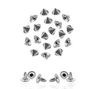 WedDecor Silver Metal Cone Shaped Punk Studs with Pin Back Rivets Decorative Accessory for Handbags Purses, Leathercraft, Clothing, DIY Crafts, 10mm, 100pcs