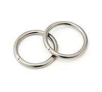 WedDecor Silver O Ring Stainless Steel Strapping for Pet Collar, Backpack, Luggage Bag Rope, Keychains, Outdoor Strap, 38mm, 2pcs