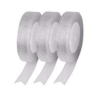 WedDecor Silver Organza Ribbon, Wide Glitter Trimmings Decorative Wrapping Ribbons for Gift, Crafts, Festive Decoration, Bows Making, Xmas Tree, Handmade DIY Crafts, 10mm, 5 yards