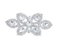 WedDecor Silver Rhinestone Diamante Motif with Crystal Sew On Patch Applique for Wedding Bridal Dress, Party Evening Gown Cloth, Sash Belt, Casual and Formal, 120mm x 60mm