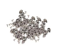 WedDecor Silver Skull Shaped Punk Studs for Designing Denim Leather Fabric Leathercraft, Goth Clothing, Footwear, Decorating Fashion Accessories, DIY Projects, 8mm x 13mm, 10pcs