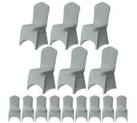 WedDecor Silver Spandex Chair Cover Stretch Removable Slipcover Dining Room Wedding Decor, Christmas Party, Banquet, Anniversary, Birthday Decoration, 20pcs