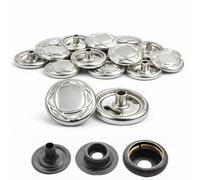 WedDecor Silver with Design 15mm Press Studs Heavy Duty Metal Nickle Free 4 Parts Snap Fasteners Rivets Button for Leather Crafts, Jackets, Bags, Straps, Jeans, Clothes Repair, Pack of 10