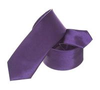 WedDecor Skinny Dark Purple Tie 5cm Solid Colour Slim Necktie - Soft Polyester Unisex Formal Business Tie for Men & Women, Perfect for Weddings, Prom, Parties, Celebrations & Business Meetings