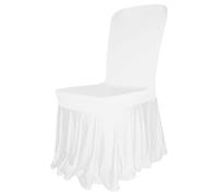 WedDecor Skirt Style White Protective Chair Cover Stretch Fabric Removable Washable Protective Slipcovers For Weddings Banquets Ceremony Party Decor, 10pcs