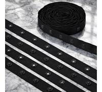 WedDecor Snap Popper Tape Fasten Ribbon Black Popper Snap Stud Press Fastening Sewing Duvet Cover Tape for Baby Jumpsuits, Toddles Clothes, Sewing Small Garments, 10 metres