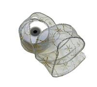 Weddecor Snowflake Silver Organza Ribbon, 10 Yards 50mm Wide Glitter Trimmings Decorative Wrapping Ribbons for Gift, DIY Crafts, Festive Decoration, Bows Making, Xmas Tree