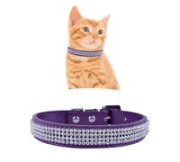 WedDecor Soft PU Leather Adjustable Dog Collar, Crystals Diamante Rhinestone Pet Collar with Safety Closure Buckle, Premium Puppy Collar, Lightweight Protective Dog Belt, Purple, Small