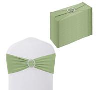 WedDecor Spandex Chair Band with Slider Buckle Stretchy Shiny Fabric Chair Bands Sash For Wedding, Party, Reception, Birthday, Chair Decoration, Events Supplies, 13 x 6 Inches, Sage Green, 50Pcs
