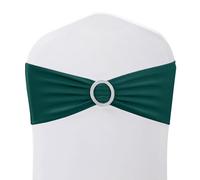 WedDecor Spandex Chair Band with Slider Buckle Stretchy Shiny Fabric Chair Bands Sash For Wedding, Party, Reception, Birthday, Chair Decoration, Events Supplies, 13 x 6 Inches, Hunter Green, 1Pc