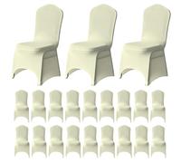 WedDecor Spandex Chair Cover Stretch Fabric Removable Washable Protective Chair Slipcovers For Weddings Banquets Ceremony Hotel Dining Parties Decor, Ivory, 50pcs