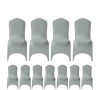 WedDecor Spandex Chair Cover Stretch Fabric Removable Washable Protective Chair Slipcovers For Weddings Banquets Ceremony Hotel Dining Parties Decor, Silver, 10pcs