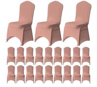 WedDecor Spandex Chair Cover Stretchy Fabric Removable Elasticated Dining Chair Protector Slipcovers For Wedding Birthday Banquet Hotel Party Supplies Decoration, Rose Gold, 50Pcs