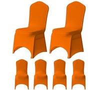 WedDecor Spandex Chair Cover Stretchy Fabric Removable Elasticated Dining Chair Protector Slipcovers For Wedding Birthday Banquet Hotel Party Supplies Decoration, Orange, 10Pcs