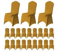 WedDecor Spandex Chair Cover Stretchy Fabric Removable Elasticated Dining Chair Protector Slipcovers For Wedding Birthday Banquet Hotel Party Supplies Decoration, Light Gold, 50Pcs