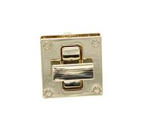 Weddecor Square Twist n Turn Lock Bag Clasp Gold Closure Replacement Fasteners Leather Bag, Purse, Handbag, Art & Craft, DIY Projects, 25mm x 25mm (L x W), 2pcs